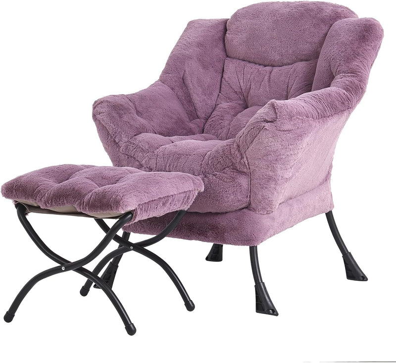 Modern Lazy Chair with Ottoman Accent Contemporary Lounge
