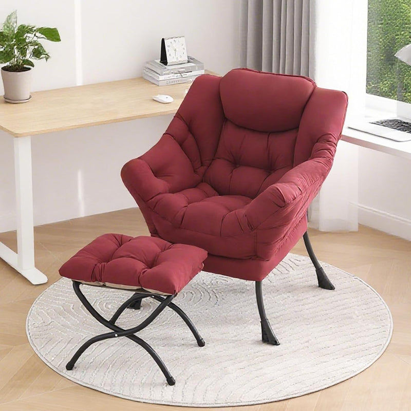 Modern Lazy Chair with Ottoman Accent Contemporary Lounge