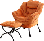 Modern Lazy Chair with Ottoman Accent Contemporary Lounge
