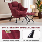 Modern Lazy Chair with Ottoman Accent Contemporary Lounge