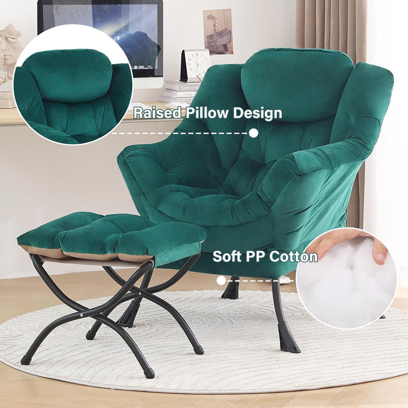 Modern Lazy Chair with Ottoman Accent Contemporary Lounge