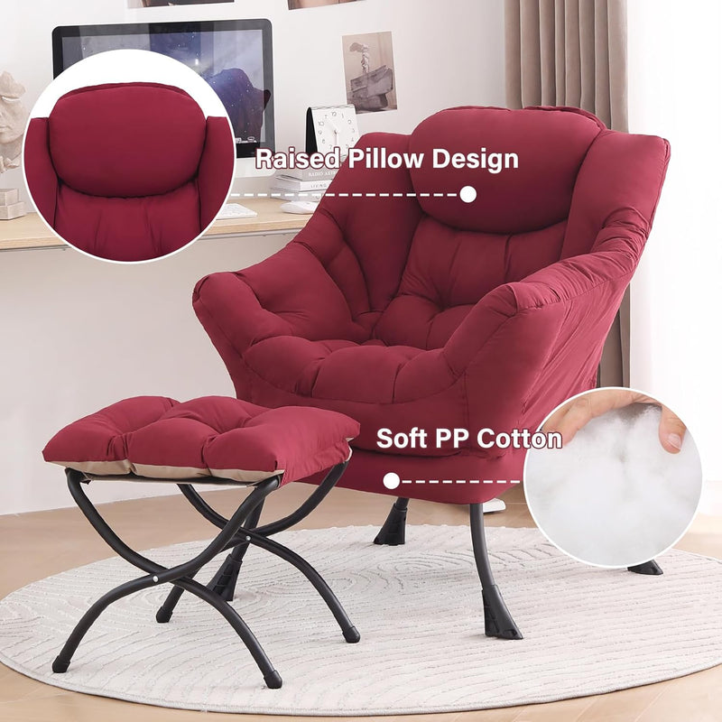 Modern Lazy Chair with Ottoman Accent Contemporary Lounge