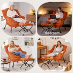 Modern Lazy Chair with Ottoman Accent Contemporary Lounge