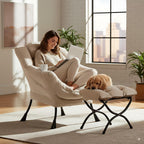 Modern Lazy Chair with Ottoman Accent Contemporary Lounge