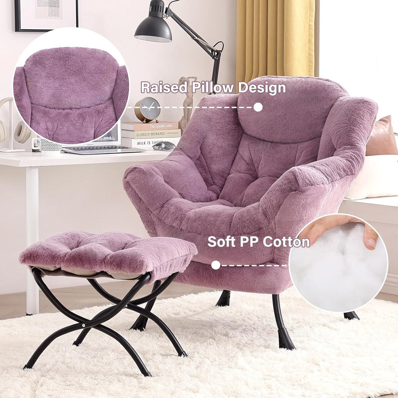 Modern Lazy Chair with Ottoman Accent Contemporary Lounge