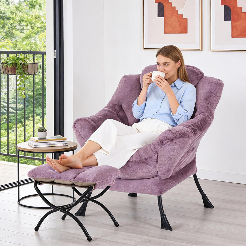 Modern Lazy Chair with Ottoman Accent Contemporary Lounge