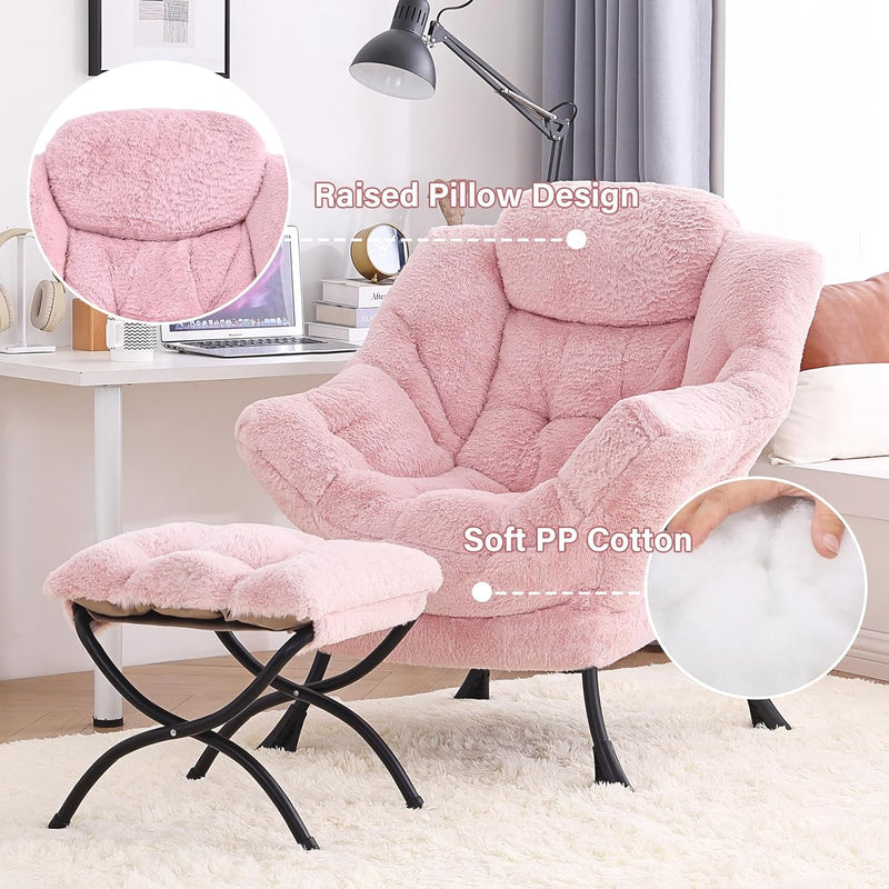 Modern Lazy Chair with Ottoman Accent Contemporary Lounge