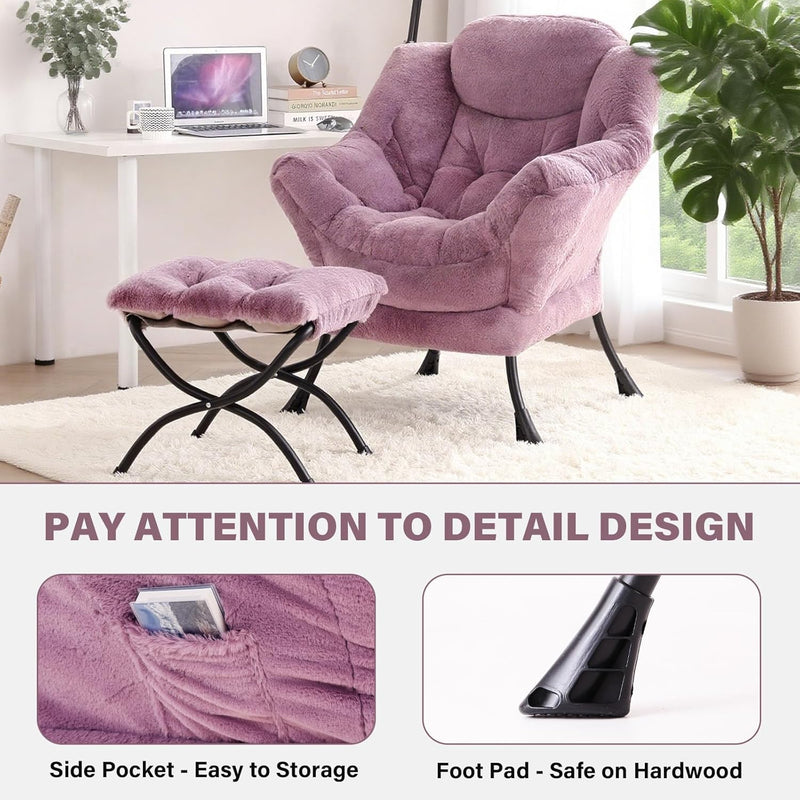 Modern Lazy Chair with Ottoman Accent Contemporary Lounge