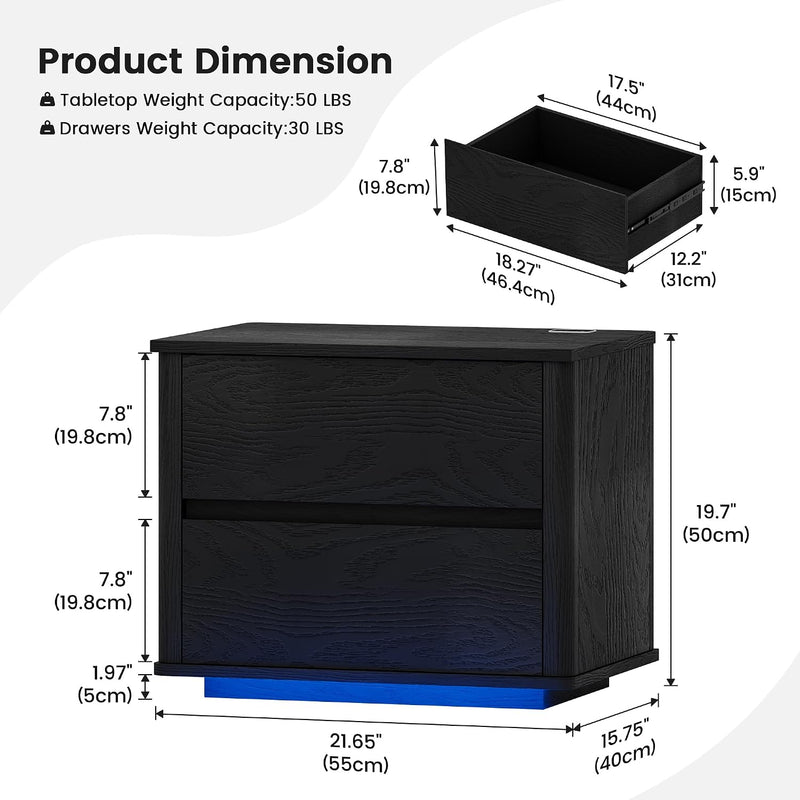 Modern LED Bedside Table with Charging Function