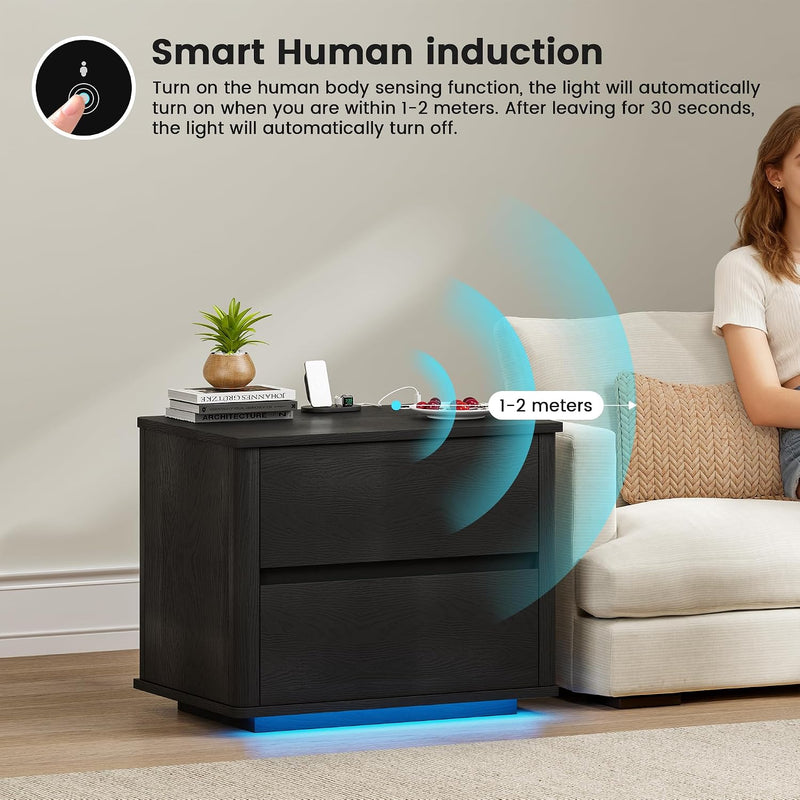 Modern LED Bedside Table with Charging Function