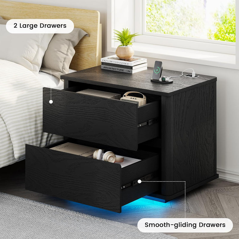 Modern LED Bedside Table with Charging Function