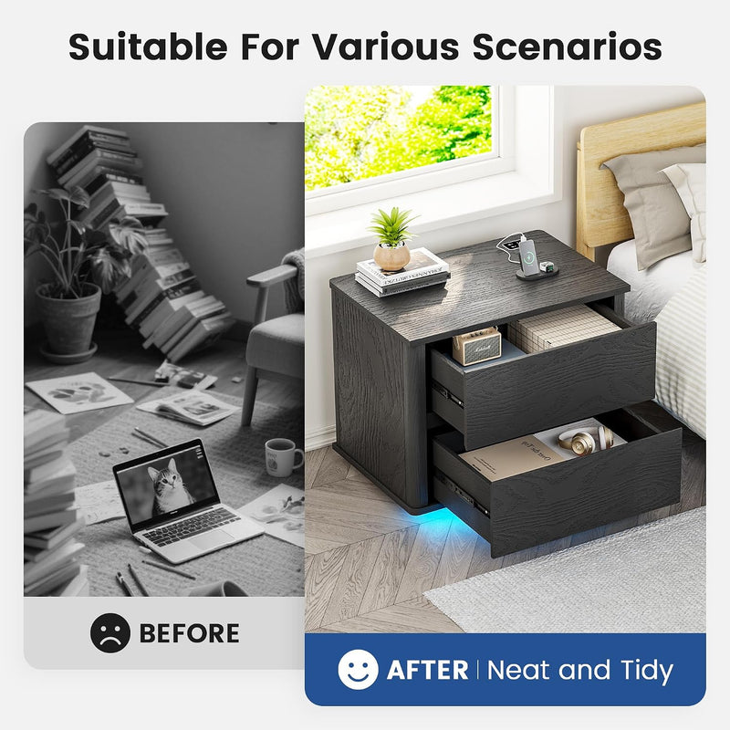 Modern LED Bedside Table with Charging Function