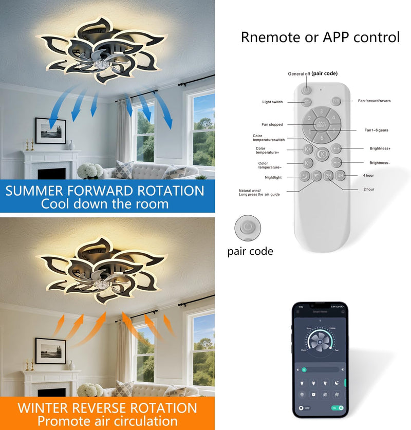 Modern LED Ceiling Fan Light with Remote 6