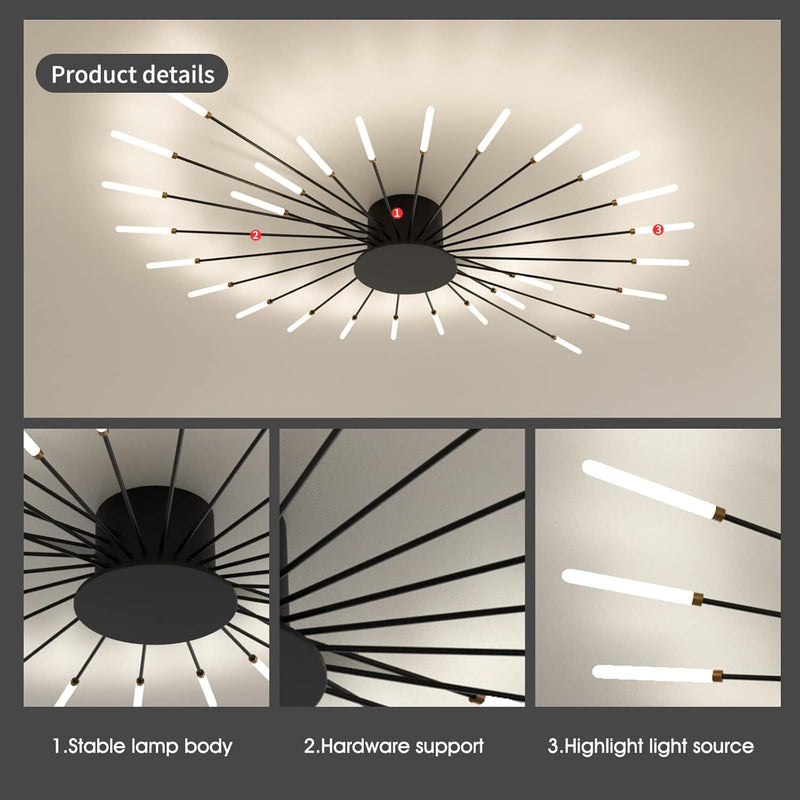 Modern LED Ceiling Light 28 Heads Golden Flush