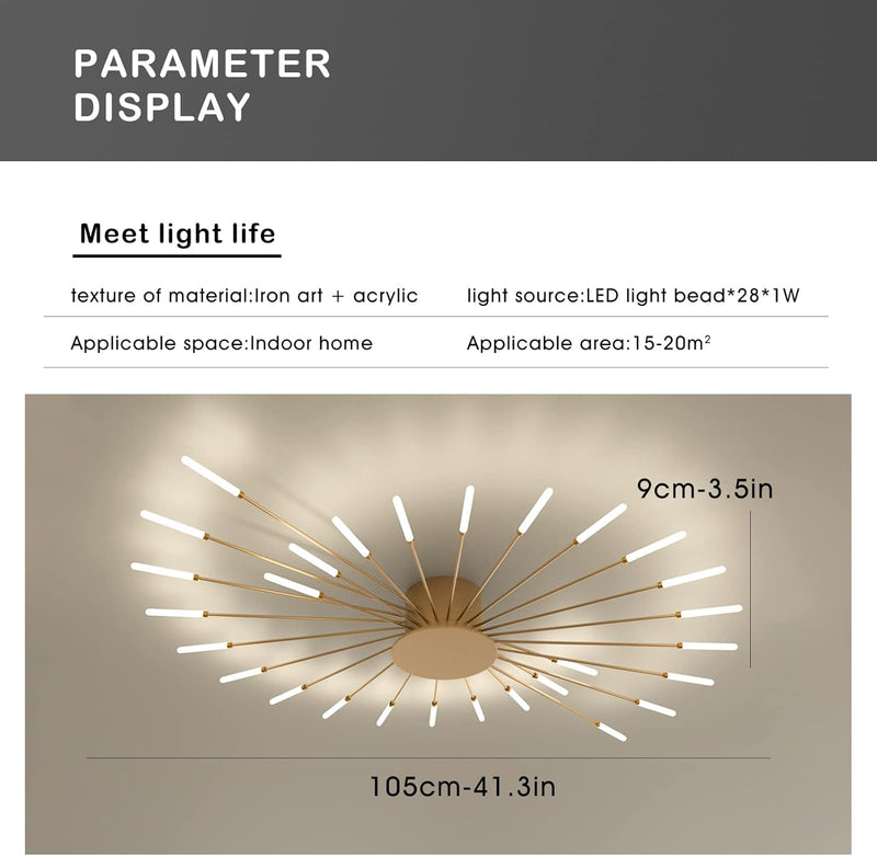 Modern LED Ceiling Light 28 Heads Golden Flush