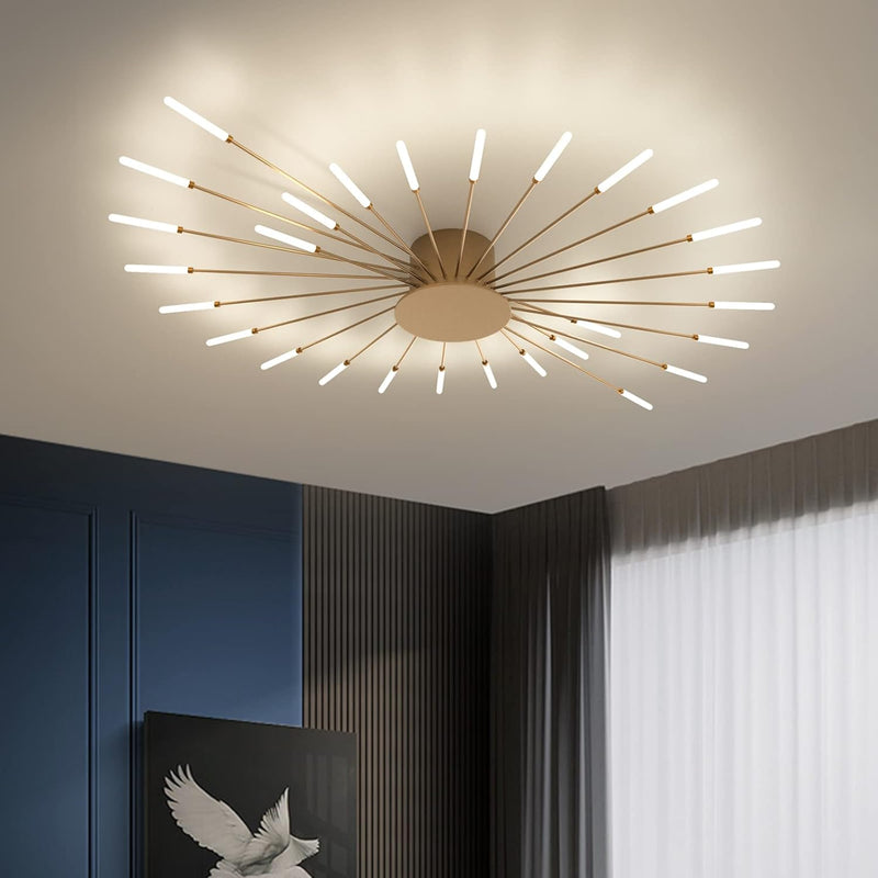 Modern LED Ceiling Light 28 Heads Golden Flush