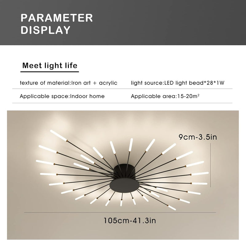 Modern LED Ceiling Light 28 Heads Golden Flush