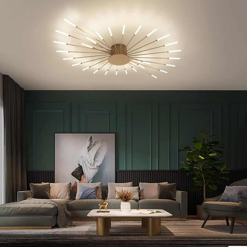 Modern LED Ceiling Light 28 Heads Golden Flush