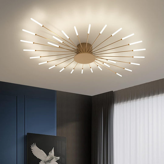 Modern LED Ceiling Light 28 Heads Golden Flush