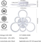 Modern LED Ceiling Light 6 Rings Dimmable 3000K-6500K