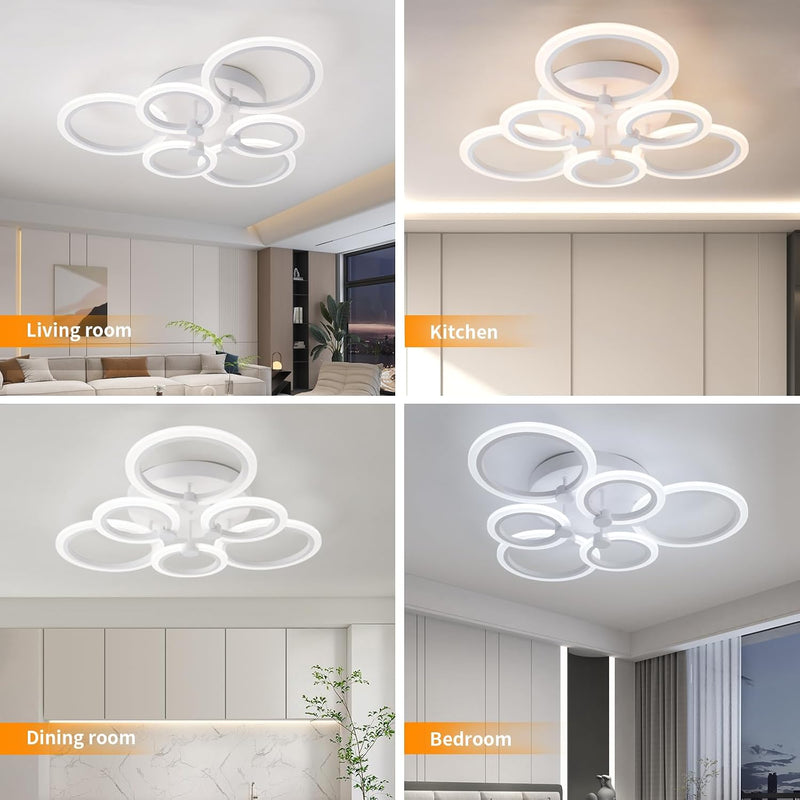 Modern LED Ceiling Light 6 Rings Dimmable 3000K-6500K