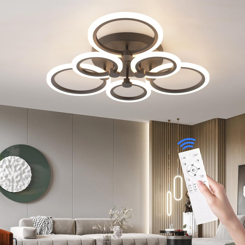 Modern LED Ceiling Light 6 Rings Dimmable 3000K-6500K