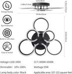 Modern LED Ceiling Light 6 Rings Dimmable 3000K-6500K