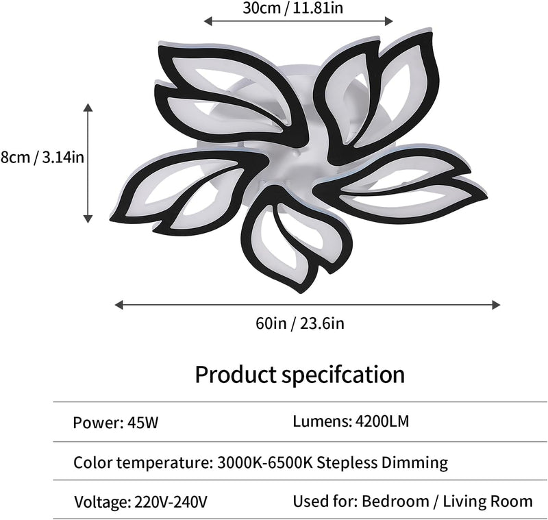 Modern LED Ceiling Light Dimmable 54W Flush Mount