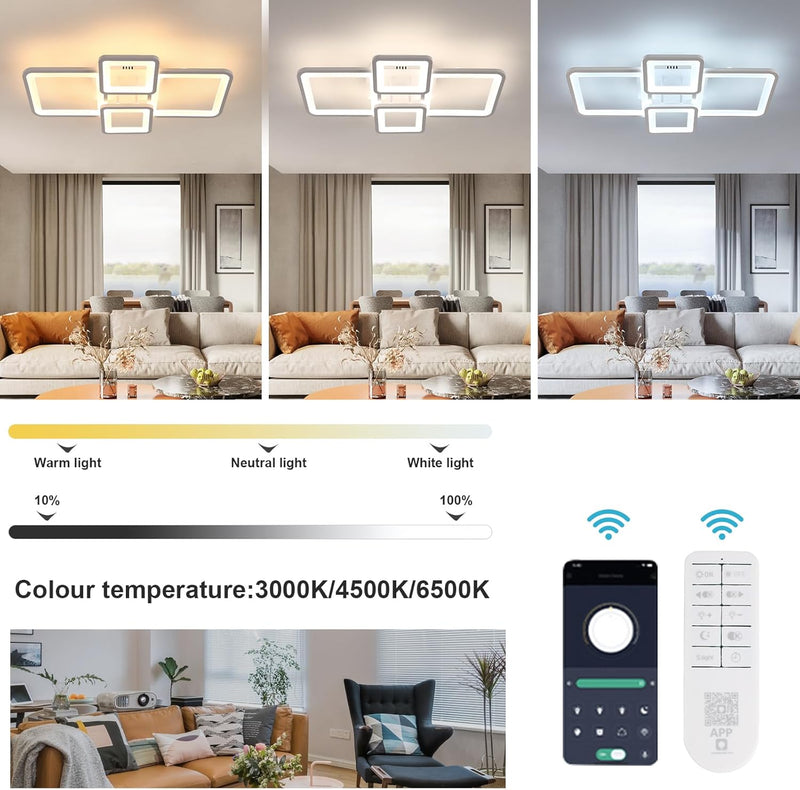 Modern LED Ceiling Light Dimmable 54W Flush Mount
