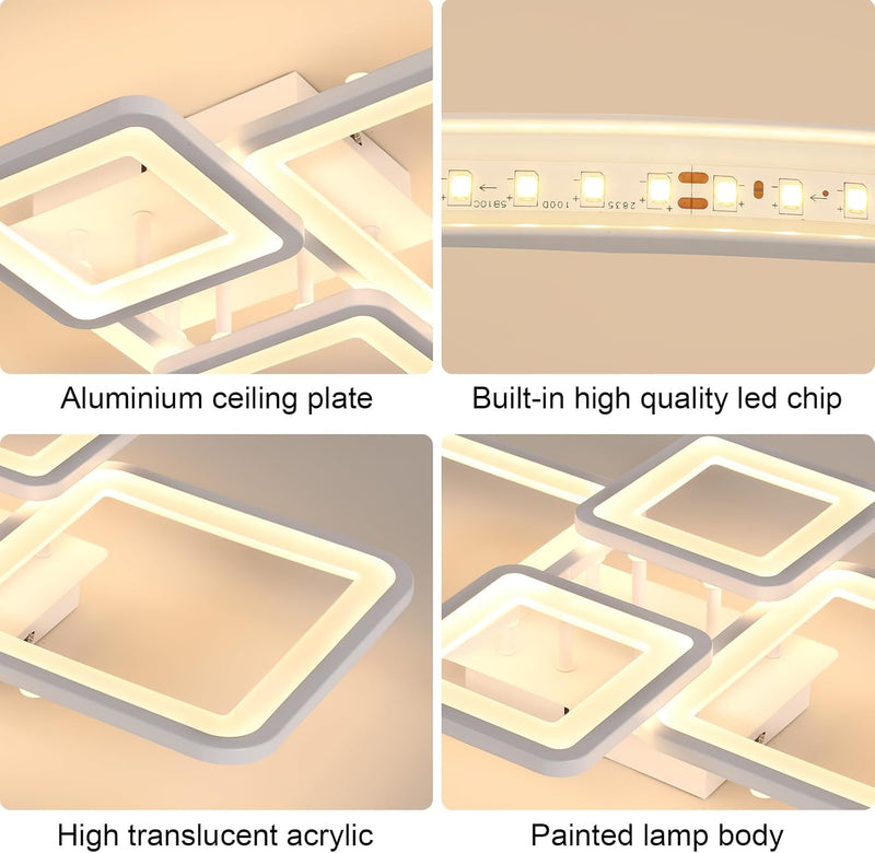 Modern LED Ceiling Light Dimmable 54W Flush Mount