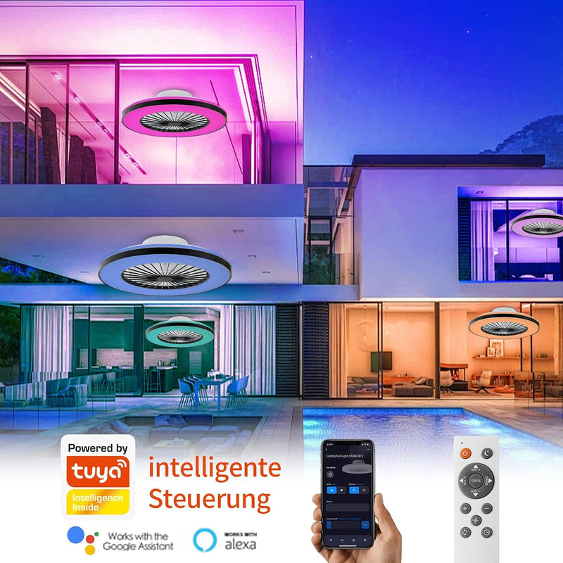 Modern LED Ceiling Light with Fan RGB Lights