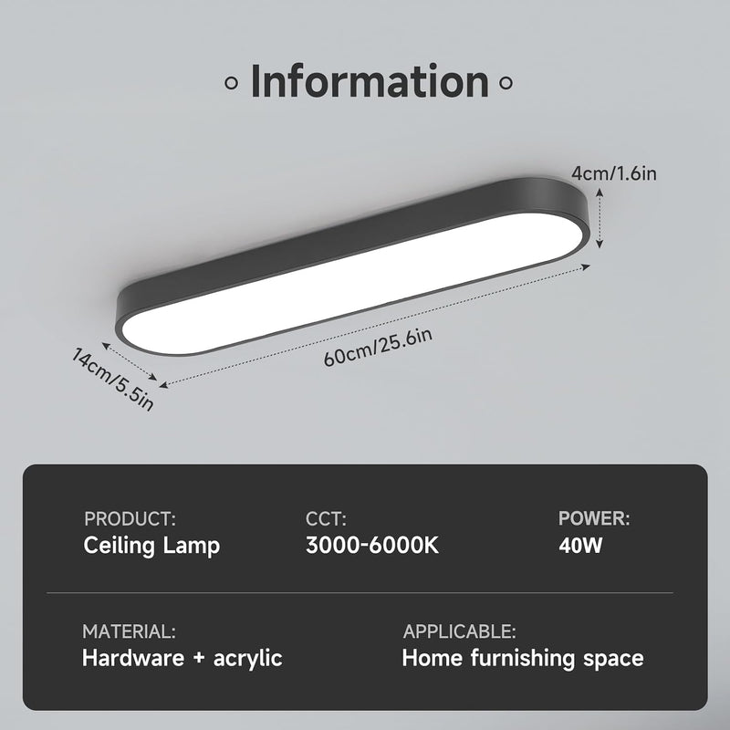 Linear Ceiling Light 40W Modern LED Close