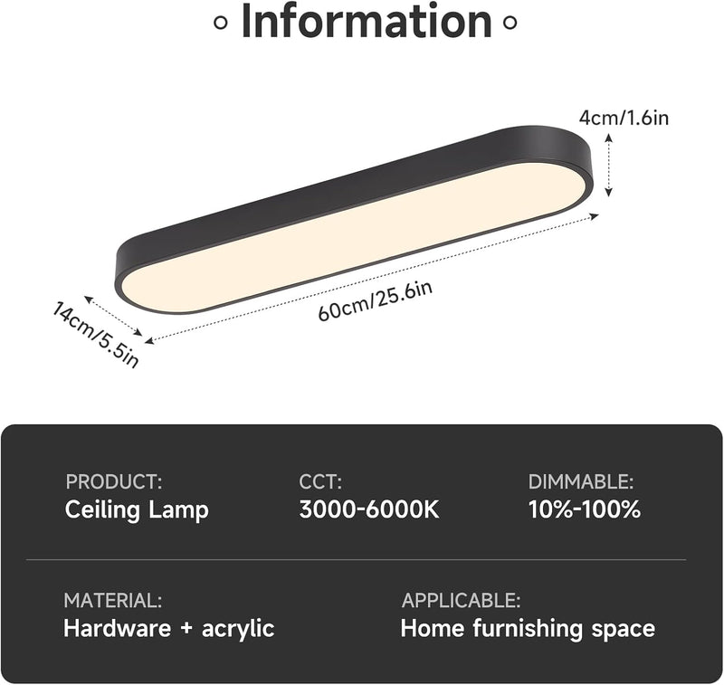 Linear Ceiling Light 40W Modern LED Close