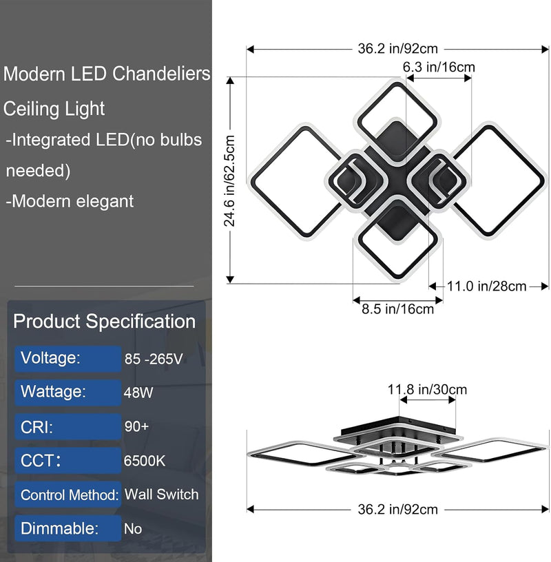 Modern LED Ceiling Lights Flush Mount 48W Light