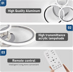 Modern LED Dimmable Ceiling Light 3 Circle Lights