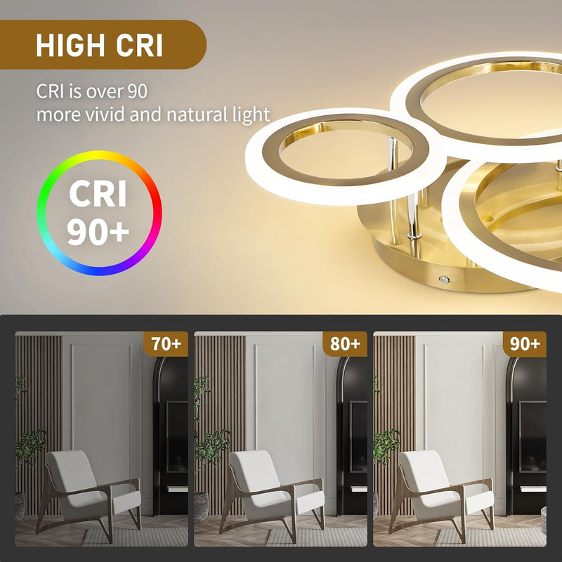 Modern LED Dimmable Ceiling Light 3 Circle Lights