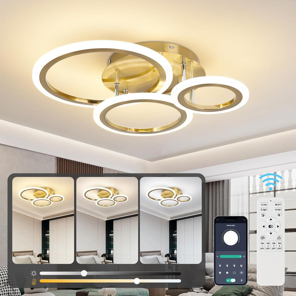 Modern LED Dimmable Ceiling Light 3 Circle Lights