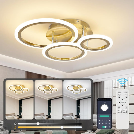 Modern LED Dimmable Ceiling Light 3 Circle Lights