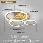 Modern LED Dimmable Ceiling Light 3 Circle Lights