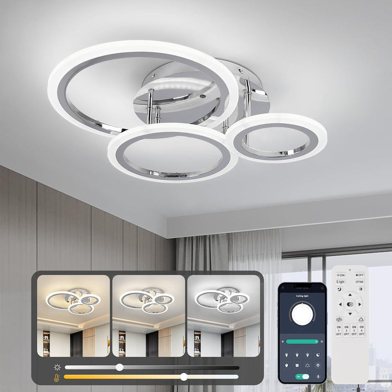 Modern LED Dimmable Ceiling Light 3 Circle Lights