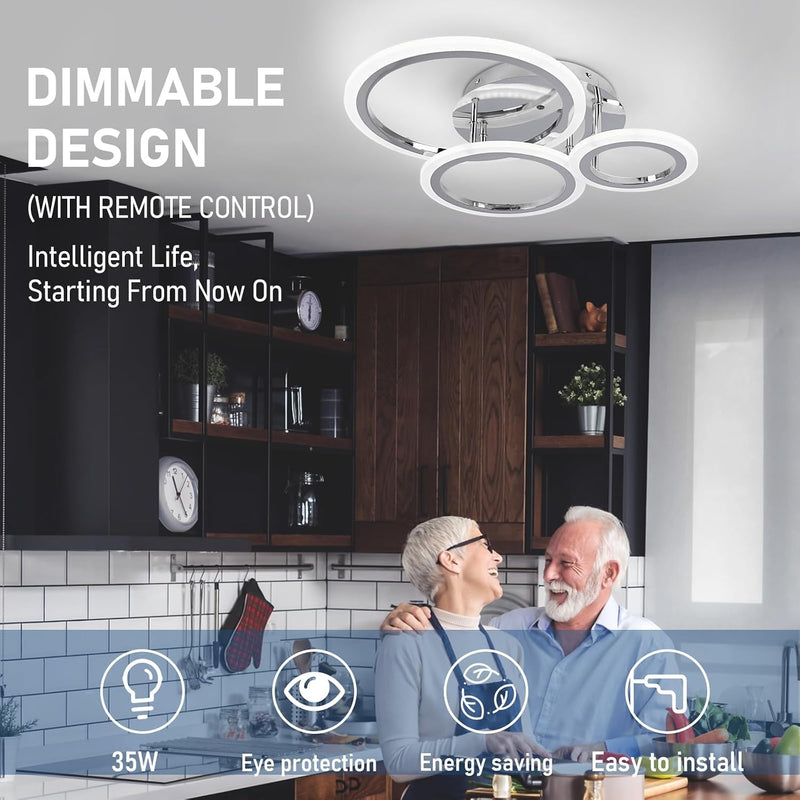 Modern LED Dimmable Ceiling Light 3 Circle Lights