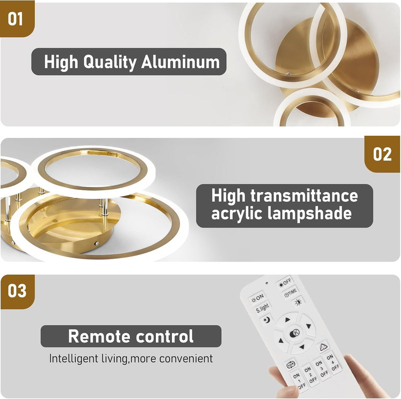 Modern LED Dimmable Ceiling Light 3 Circle Lights