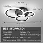 Modern LED Dimmable Ceiling Light 3 Circle Lights