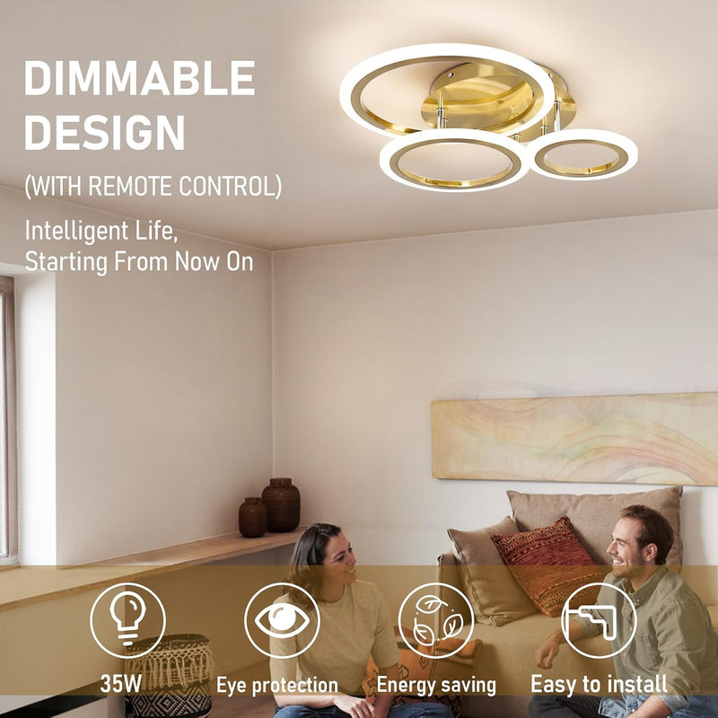Modern LED Dimmable Ceiling Light 3 Circle Lights