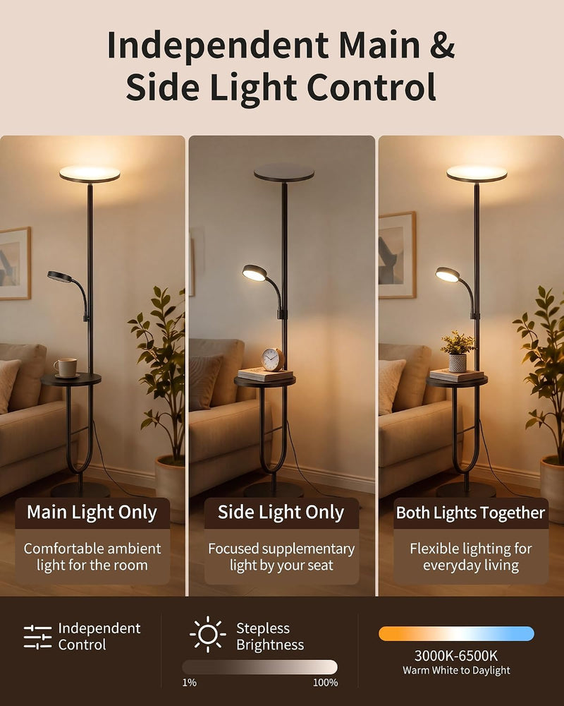 36W LED Uplighter Floor Lamp with Side Table