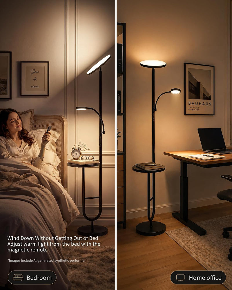 36W LED Uplighter Floor Lamp with Side Table