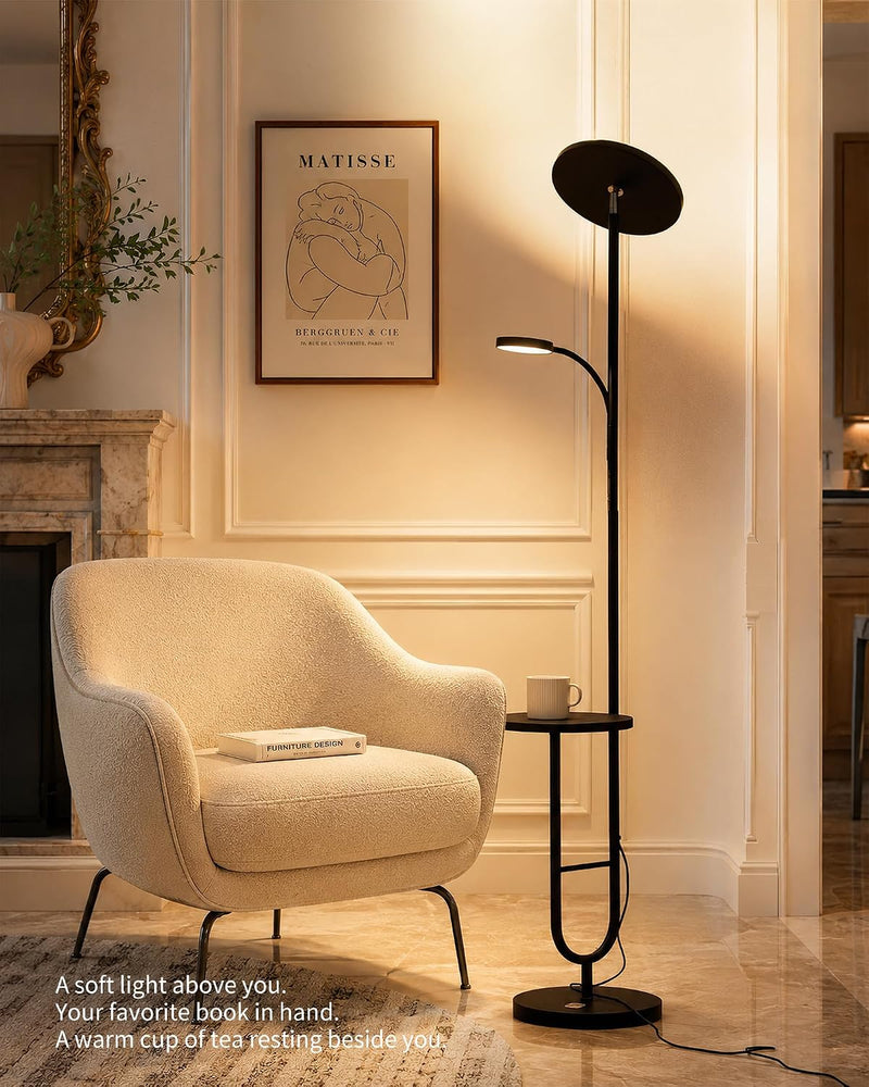 36W LED Uplighter Floor Lamp with Side Table