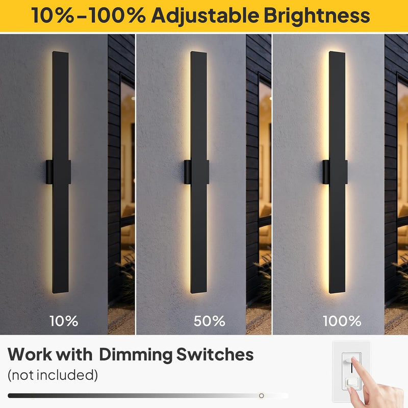 Modern LED Outdoor Wall Light 3000K 4500K (2 Pack)