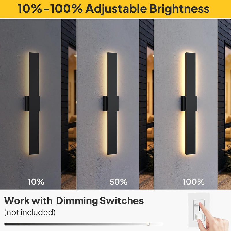 Modern LED Outdoor Wall Light 3000K 4500K (2 Pack)