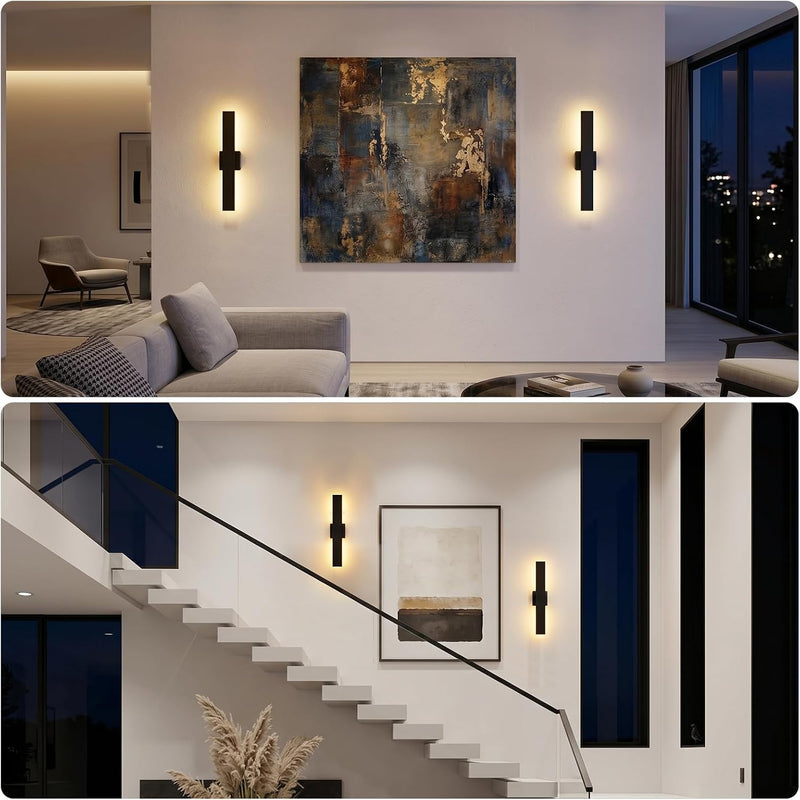 Modern LED Outdoor Wall Light 3000K 4500K (2 Pack)